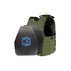 ront view of the Condor EXO AR550 III+ Body Armor Package in OD Green with standard coating sapi and shooters cut
