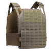 ranger green Caliber Armor DV8 Plate Carrier back view with low-profile adjustable design on a white background