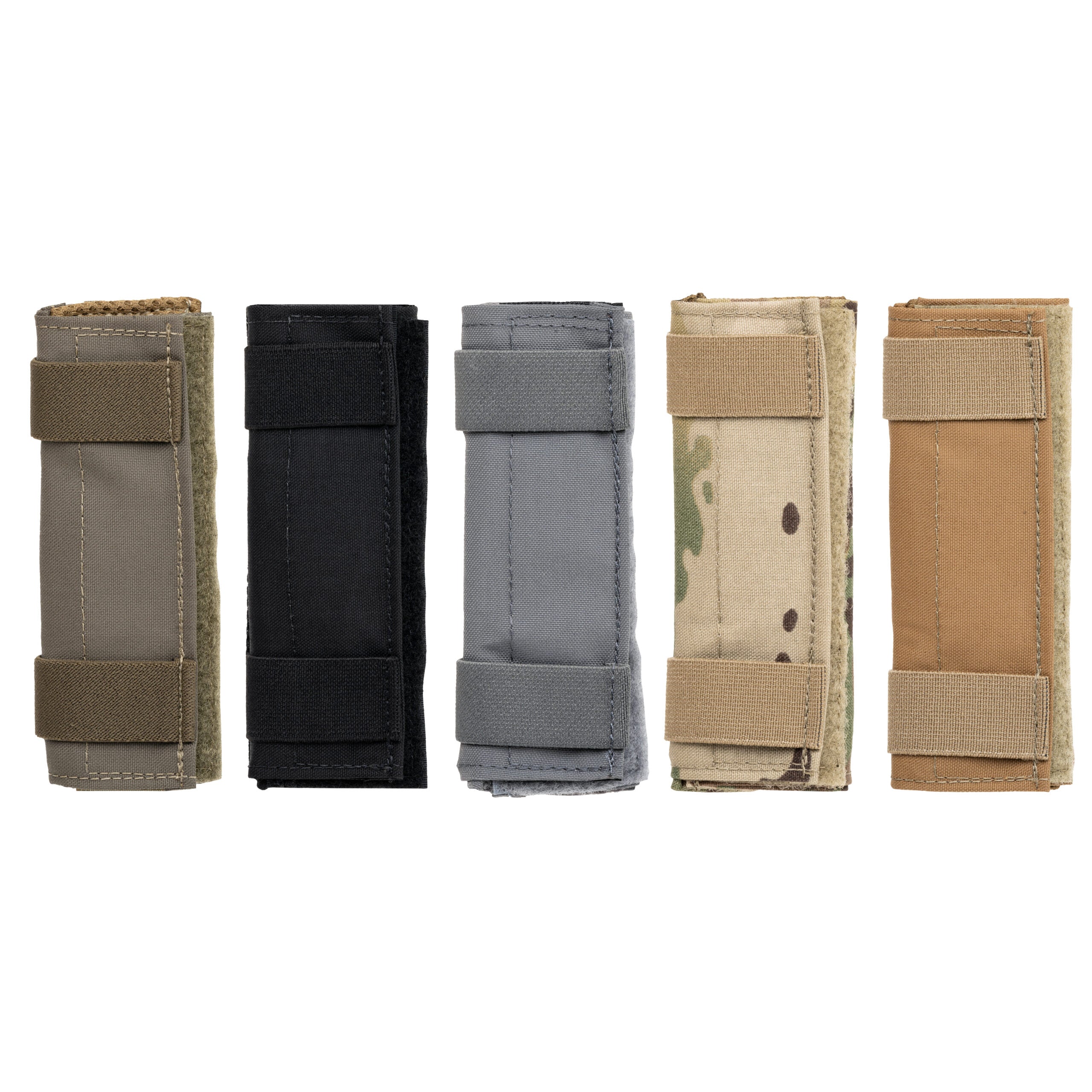 DV8 Shoulder Pads shown in all available color options for the Caliber DV8 Plate Carrier