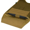 close up of hard armor plate insert area with hard armor plate inserted on the coyote brown Modular Operator Plate Carrier (MOPC) Gen II by Condor Outdoor.