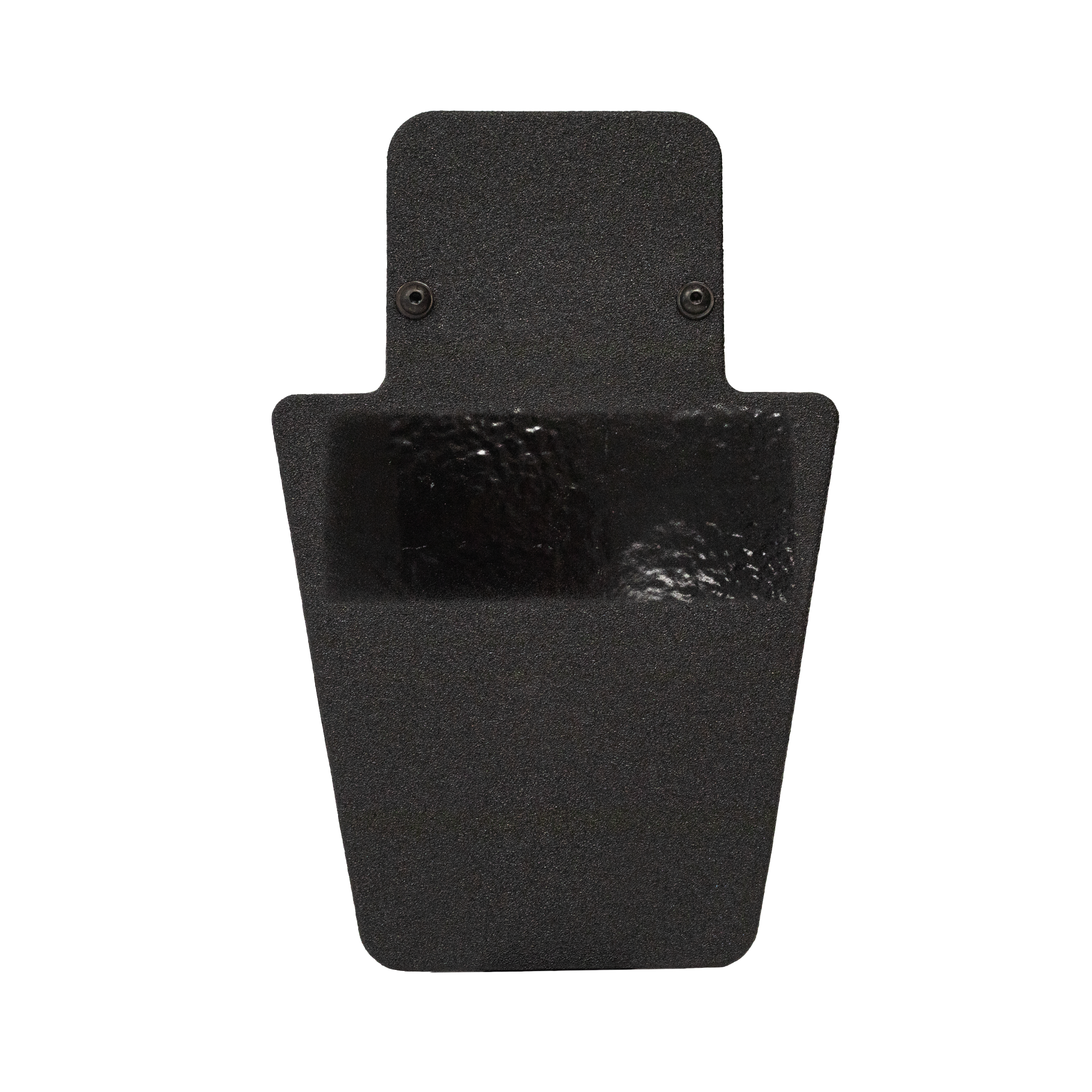 Front of black 12" x 18" Caliber Armor Pistol rated Level IIIA HG2 Ballistic Shield with value line handle on a white background