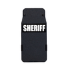 Black 8" x 17" Caliber Armor Pistol rated Level IIIA HG2 Ballistic Shield with the text "Sheriff" written in white words